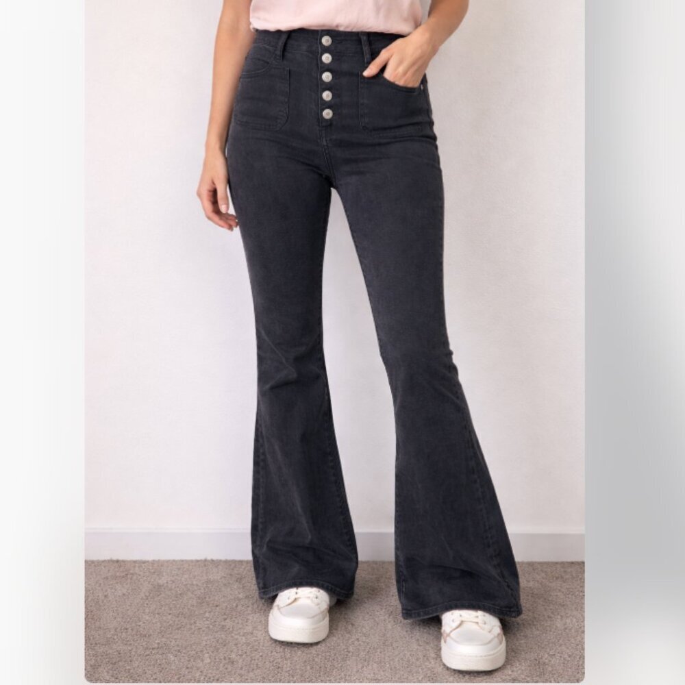 American Eagle Super High Rise Flare Corduroy Jeans Size 00 Regular Button Fly